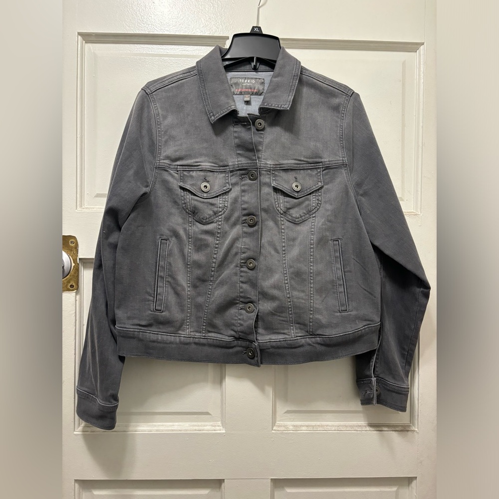 Torrid gray “jean” jacket- Size 0/L/12